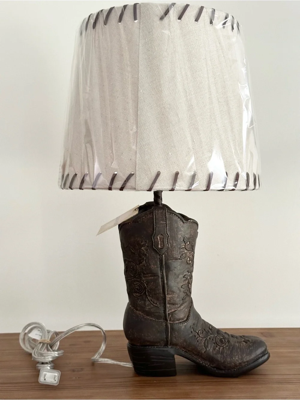 Cowboy Boot Shaped Table Lamp With Shade - Rodeo / Country Lodge / Cabin Decor